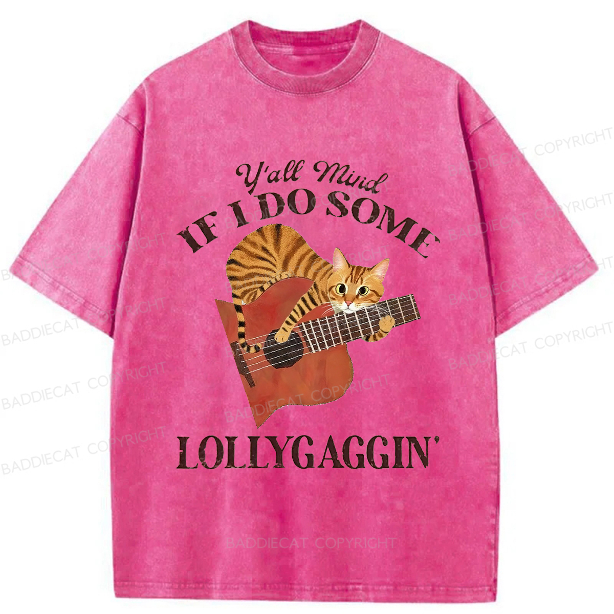 Baddiecat ADHD Orange Cat Washed T-shirt