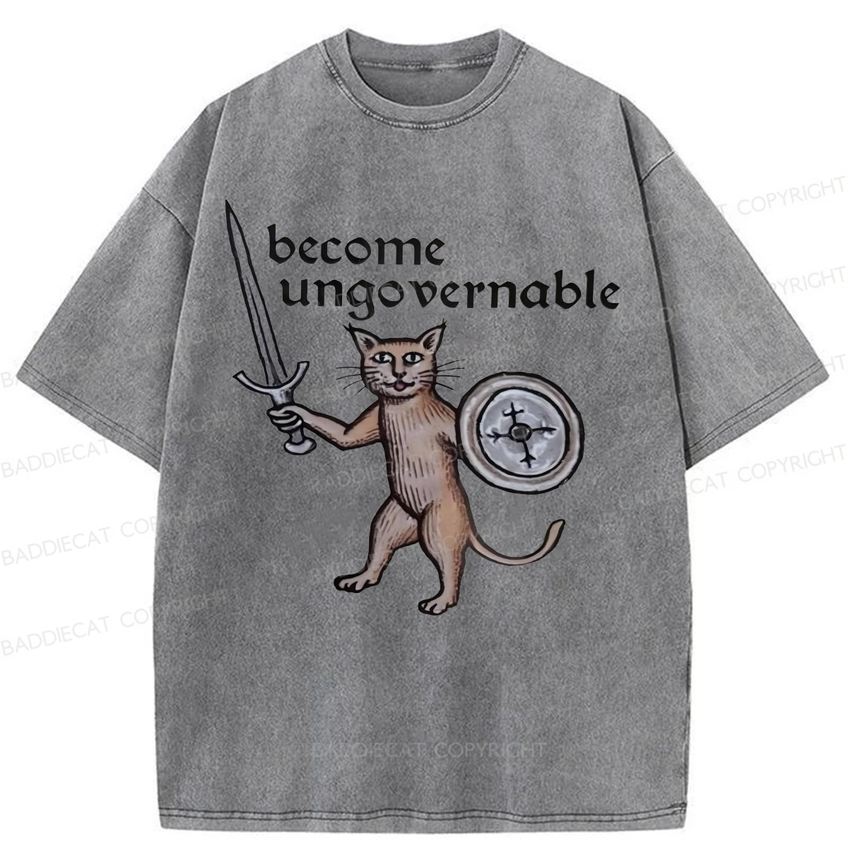 Baddiecat Become Ungovernable Cat Washed T-shirt