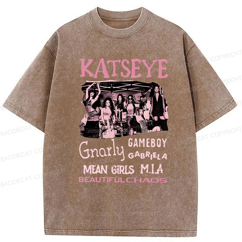 Baddiecat Katseye The Beautiful Chaos Tour Washed T-shirt