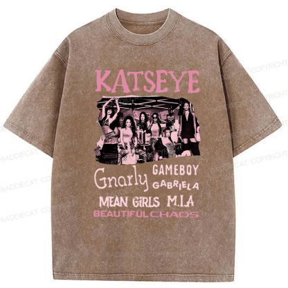 Baddiecat Katseye The Beautiful Chaos Tour Washed T-shirt