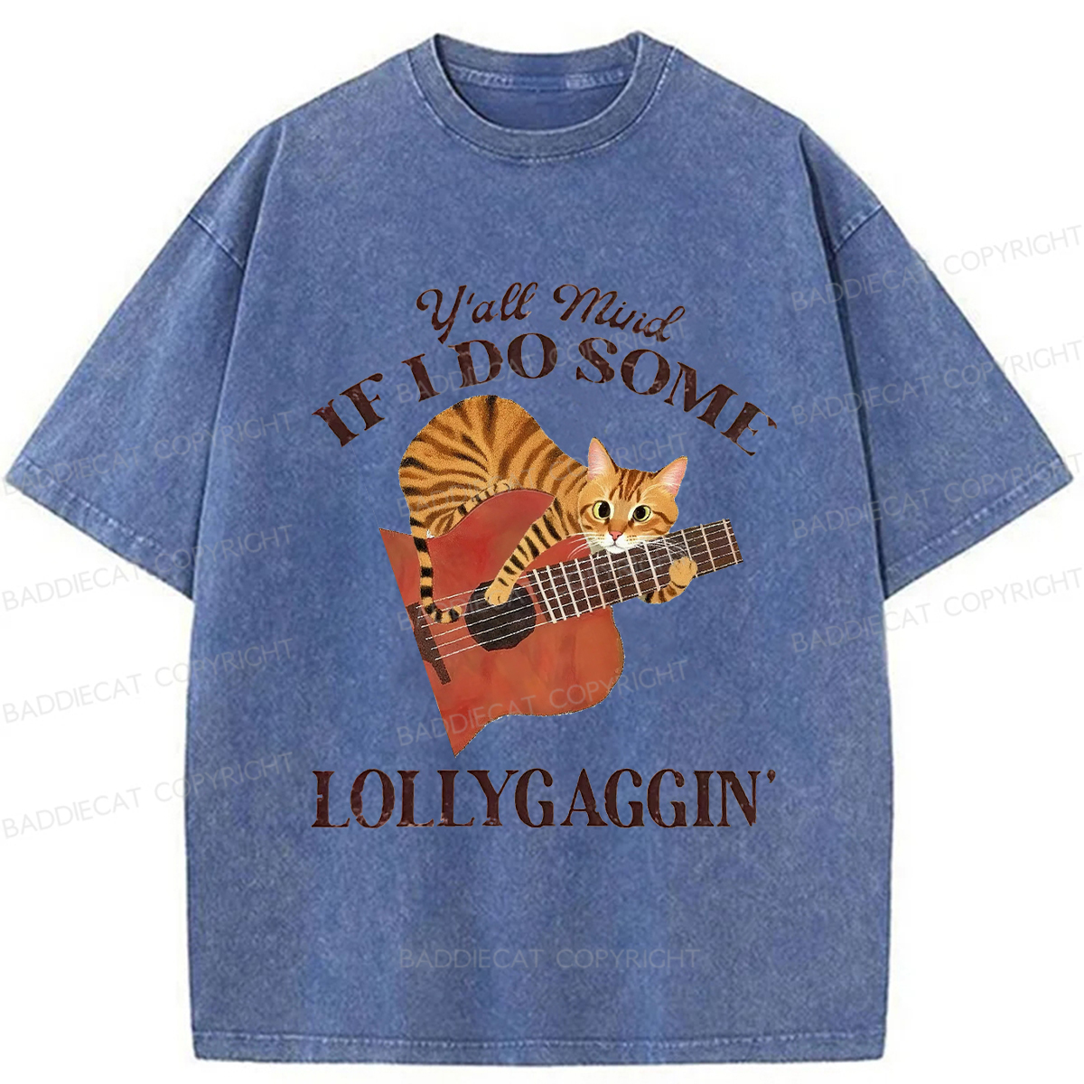 Baddiecat ADHD Orange Cat Washed T-shirt