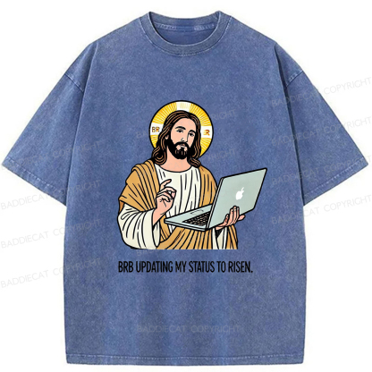 Baddiecat Funny Jesus Retro Washed T-shirt