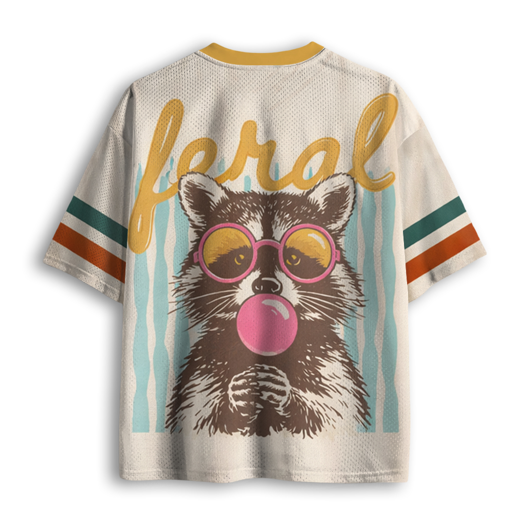Baddiecat Feral Girl Summer Raccoon Meme Mesh Jersey