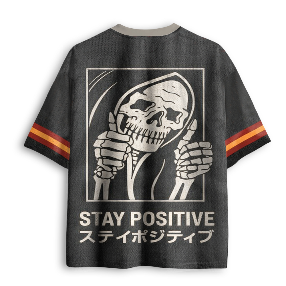 Baddiecat Skull Stay Positive Mesh Jersey