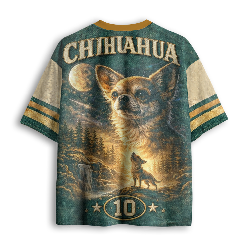 Baddiecat Funny Chihuahua Howling To The Moon Mesh Jersey