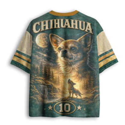 Baddiecat Funny Chihuahua Howling To The Moon Mesh Jersey