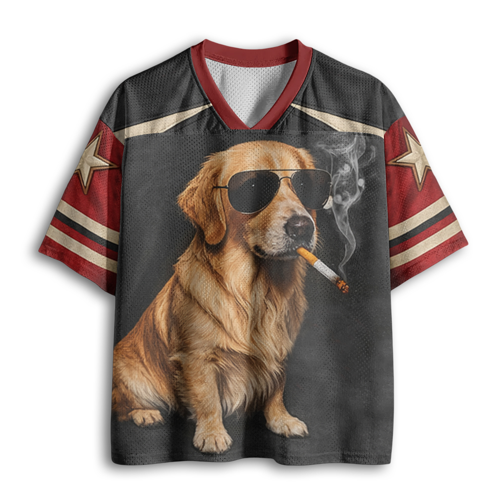 Baddiecat Golden Retriever Dog Smoking Mesh Jersey