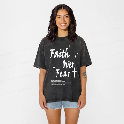 Baddiecat Faith Over Fear Washed T-shirt