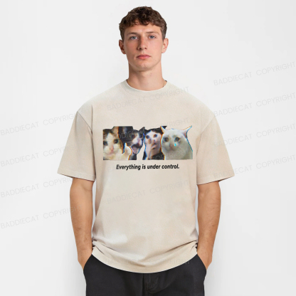 Baddiecat Cats Everything Is Under Control Washed T-shirt
