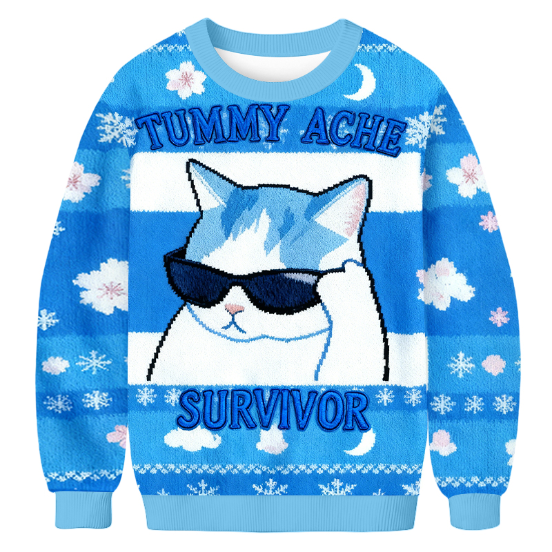 Baddiecat Sunglasses Cat Christmas Ugly Sweatshirt