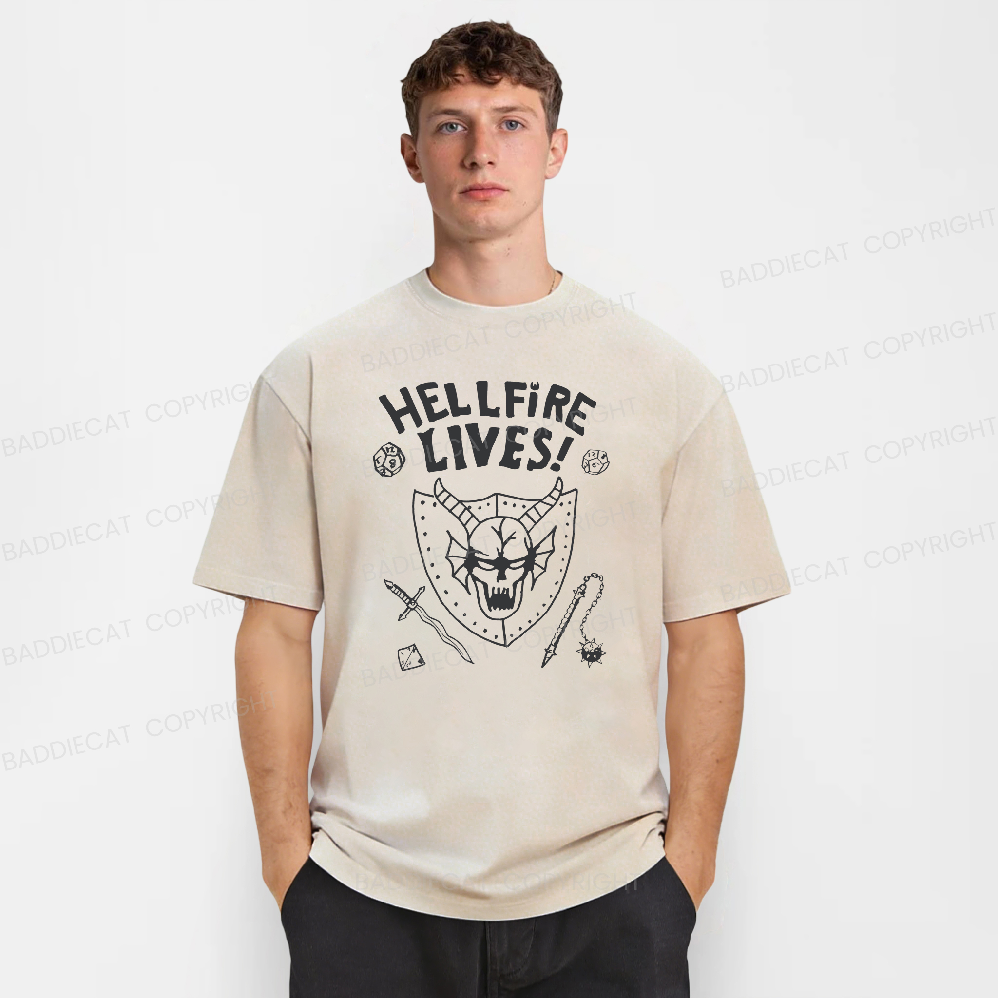 Baddiecat Hellfire Lives Washed T-shirt