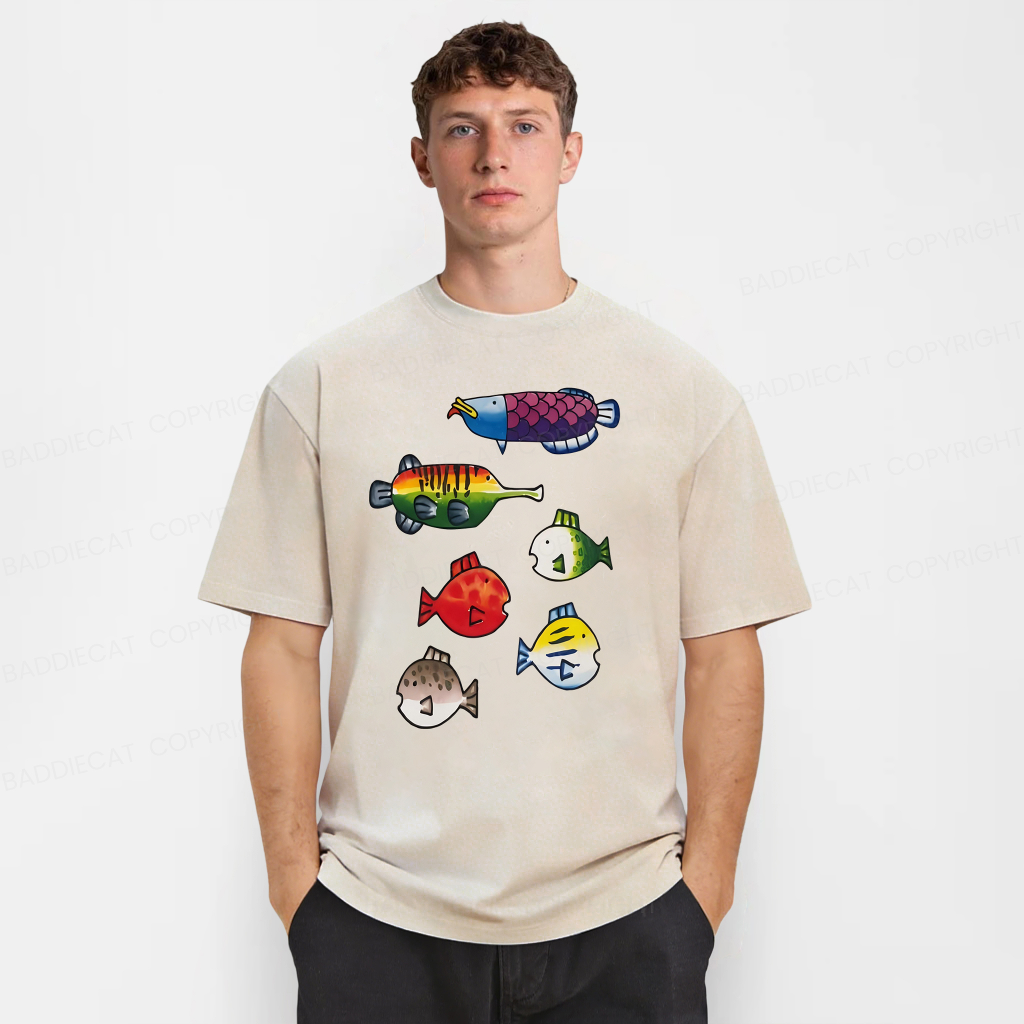 Baddiecat Wii Fishing Game Washed T-shirt