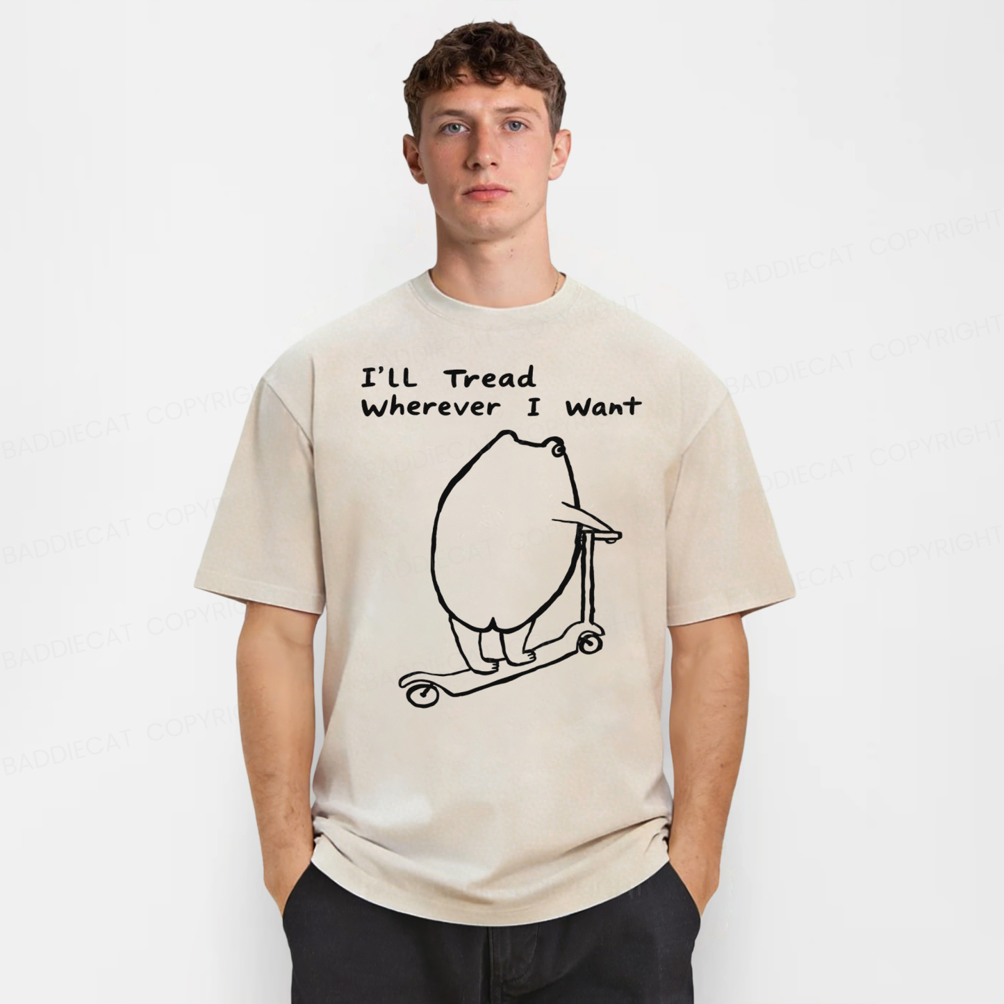 Baddiecat I'll Tread Wherever I Want Washed T-shirt