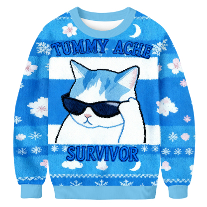 Baddiecat Sunglasses Cat Christmas Ugly Sweatshirt