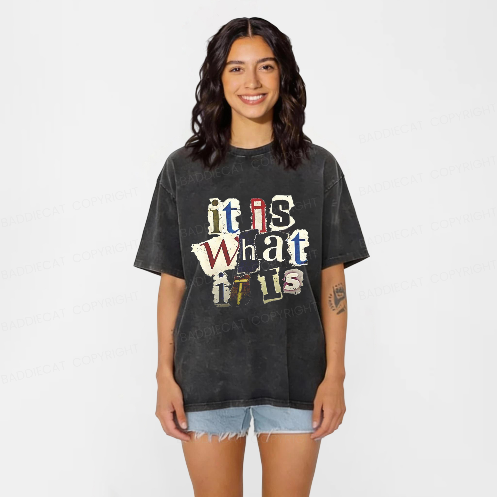 Baddiecat It Is What It Is Washed T-shirt