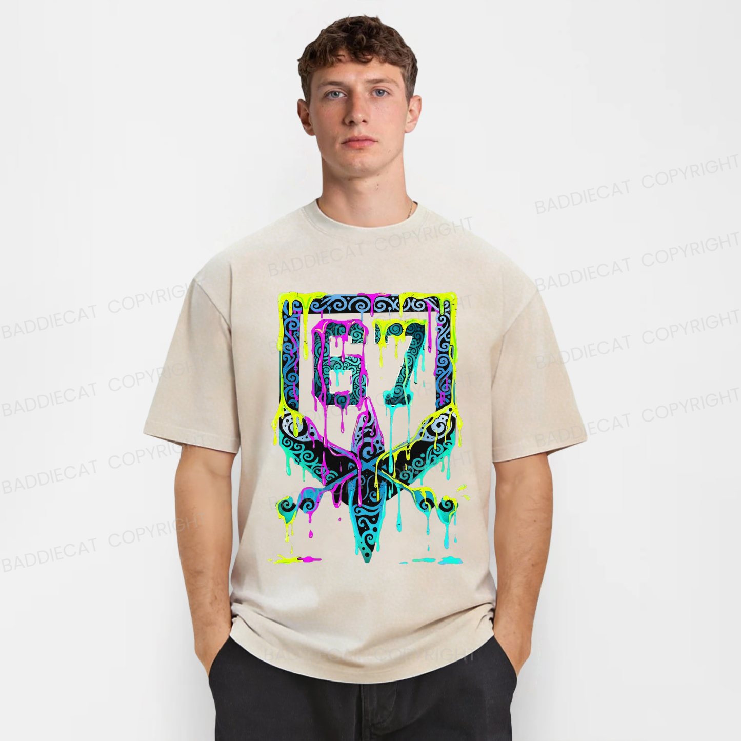 Baddiecat Six Seven Meme Washed T-shirt