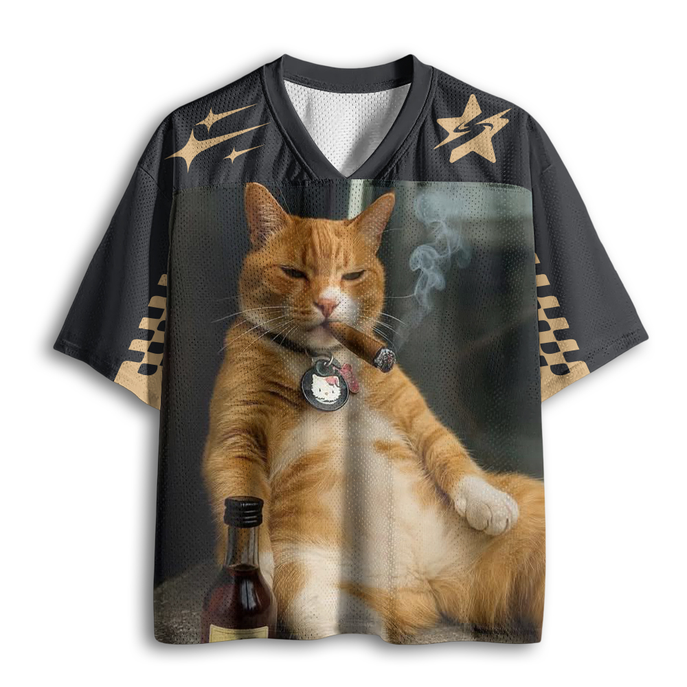 Baddiecat Smoking Cat Mesh Jersey