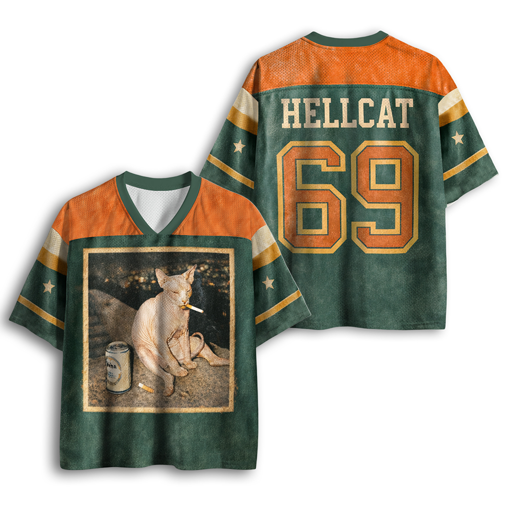 Baddiecat Funny Sphynx Cat Smoking Mesh Jersey