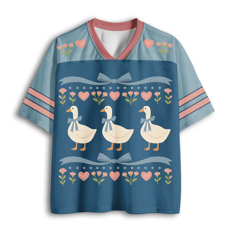 Baddiecat Funny Blue Ribbon Goose Mesh Jersey
