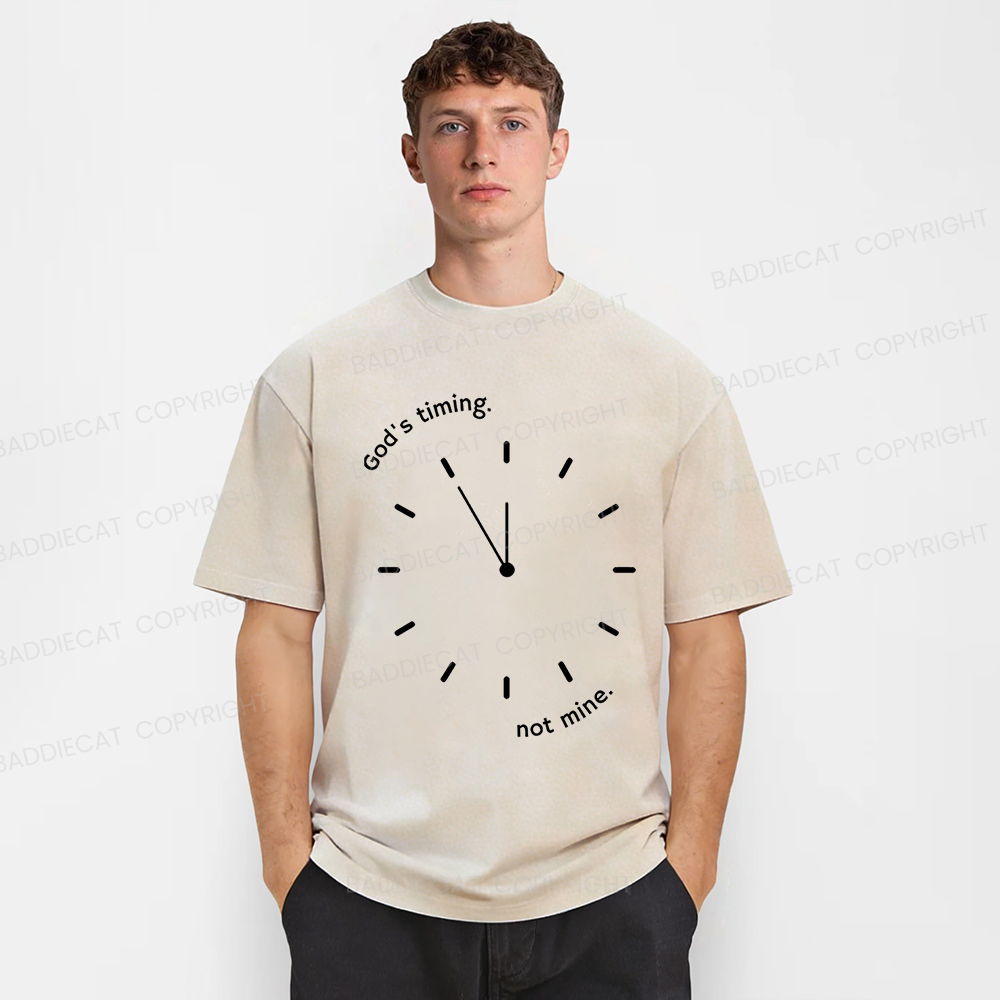 Baddiecat God's Timing Not Mine Washed T-shirt