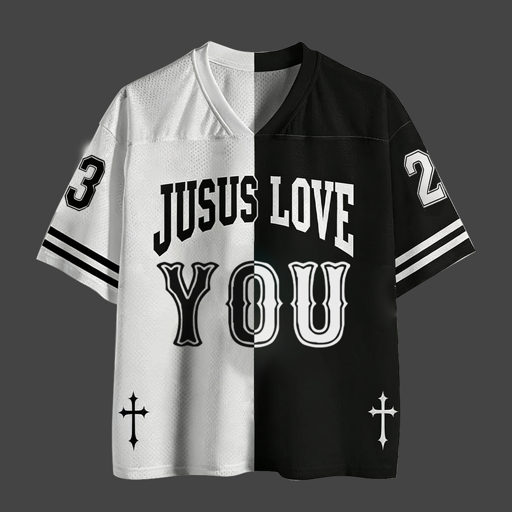 Baddiecat Jesus Love You Christian Faith Mesh Jersey