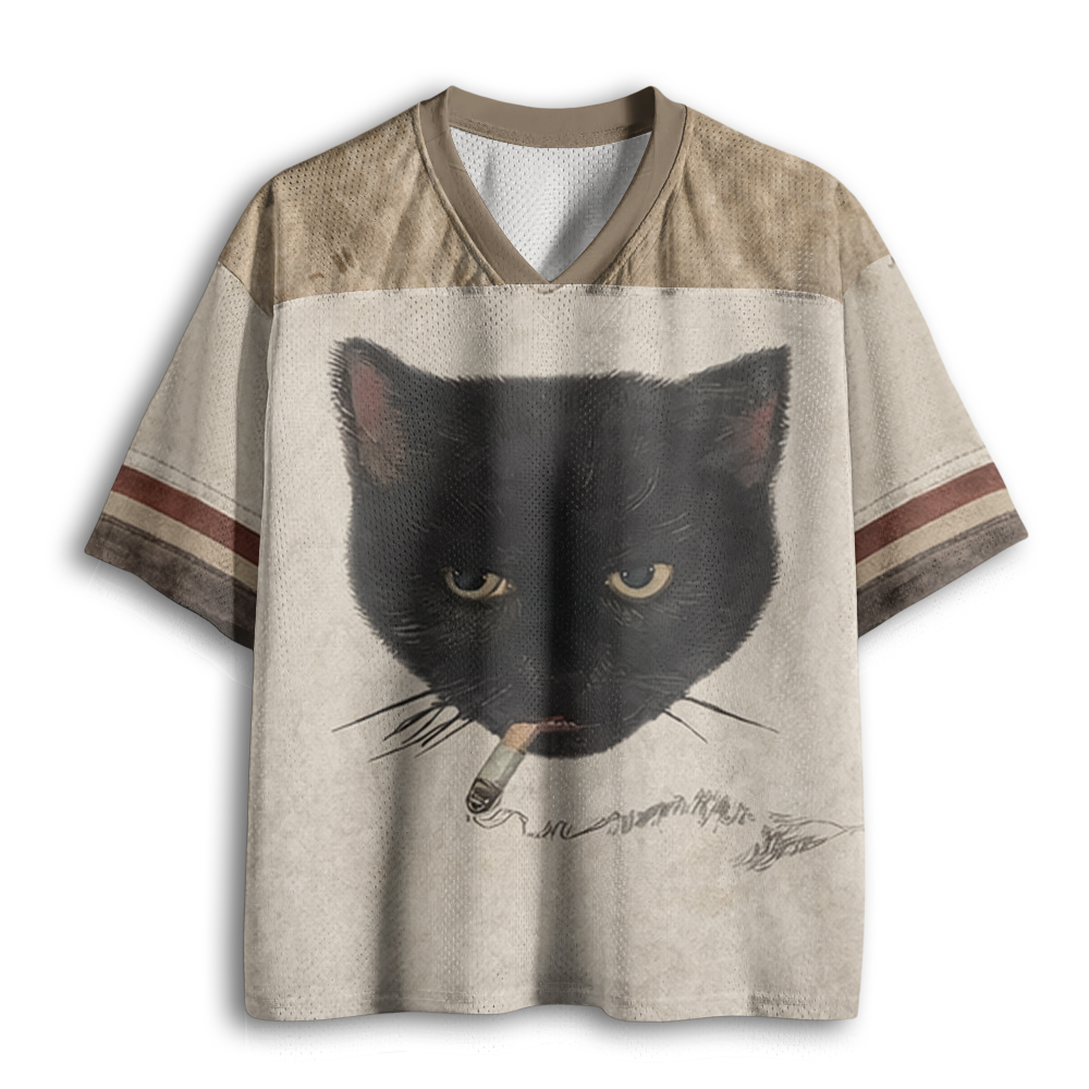 Baddiecat Smoking Cat Mesh Jersey