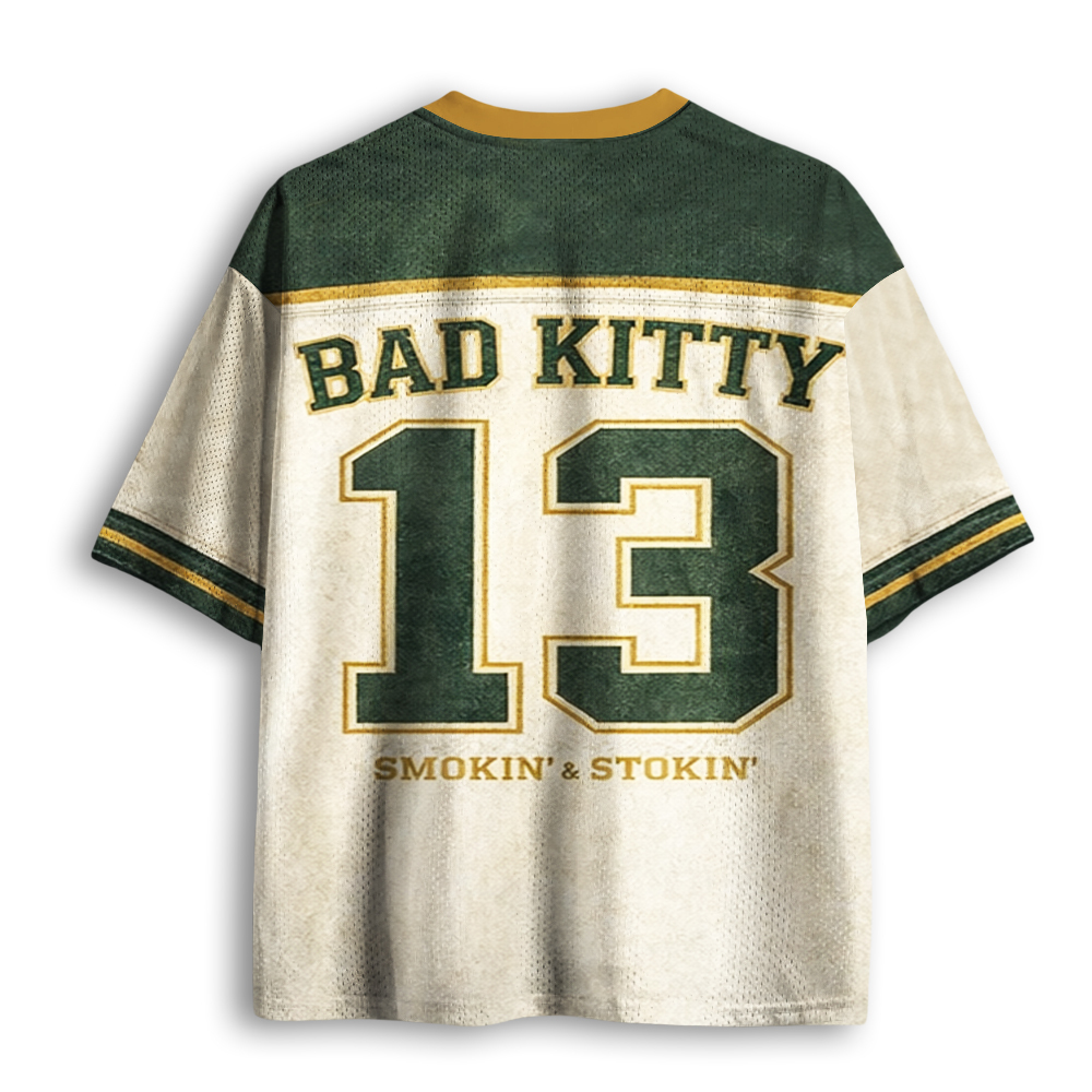 Baddiecat Smoking Cat Meme Mesh Jersey