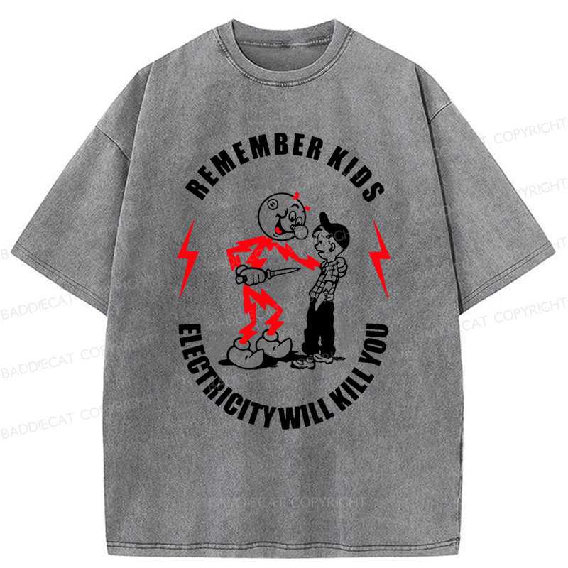Baddiecat Remember Kids Washed T-shirt