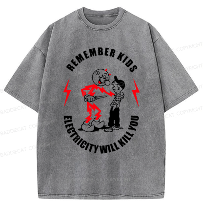 Baddiecat Remember Kids Washed T-shirt