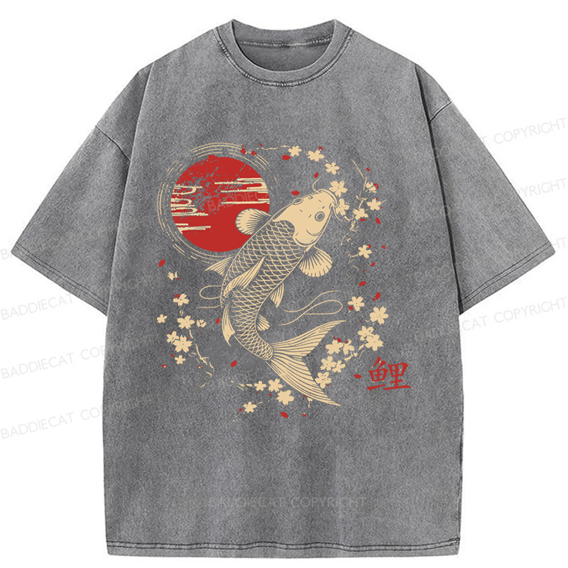 Baddiecat Japanese Style Carp Washed T-shirt