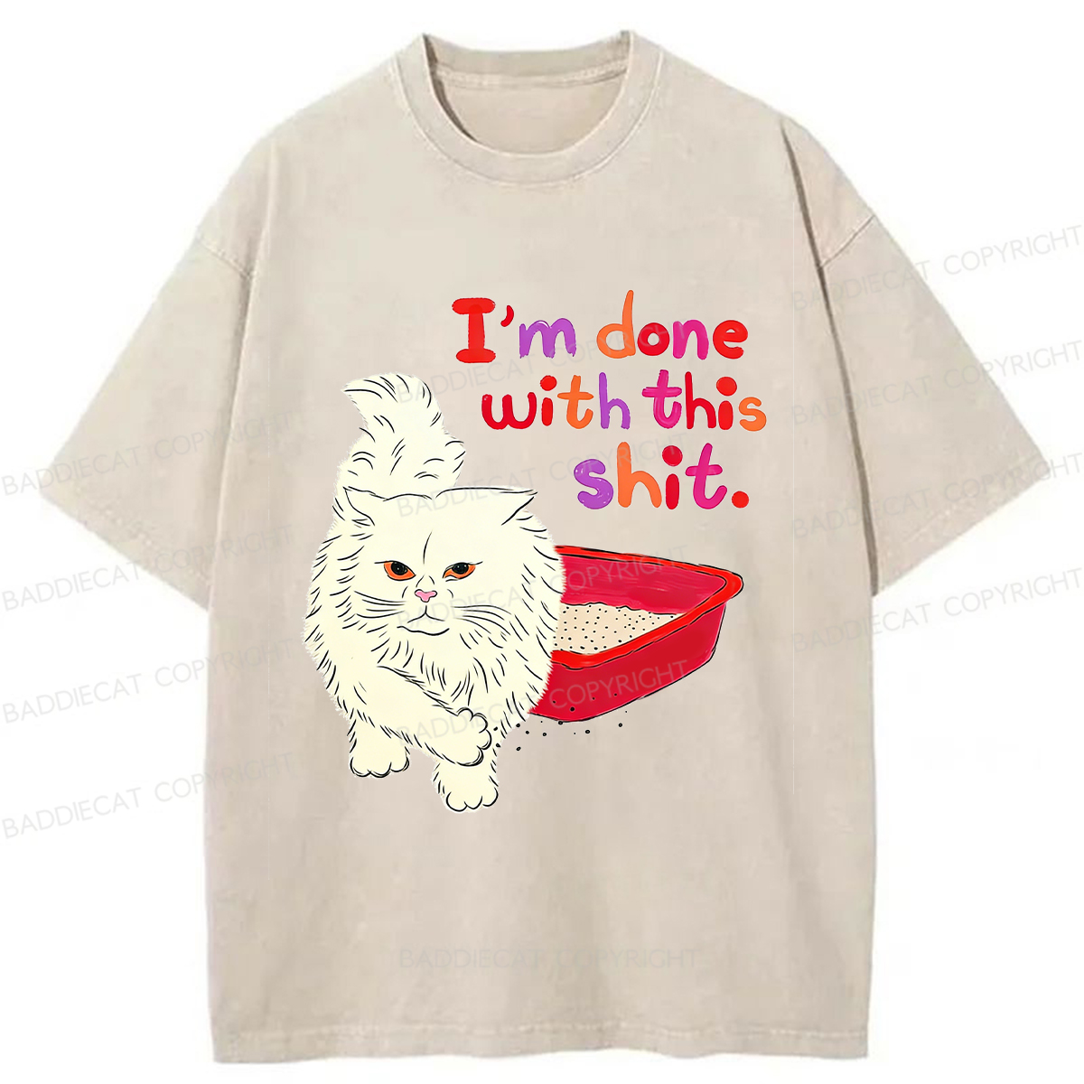 Baddiecat Tsundere Cat Mi Washed T-Shirt