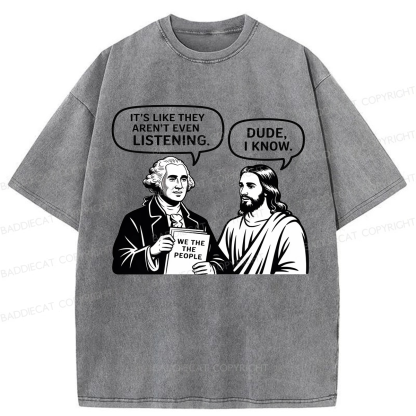 Baddiecat Funny Jesus Talking Washed T-shirt