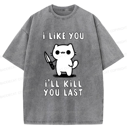 Baddiecat Cat I Like You I'll Kill You Last Washed T-shirt