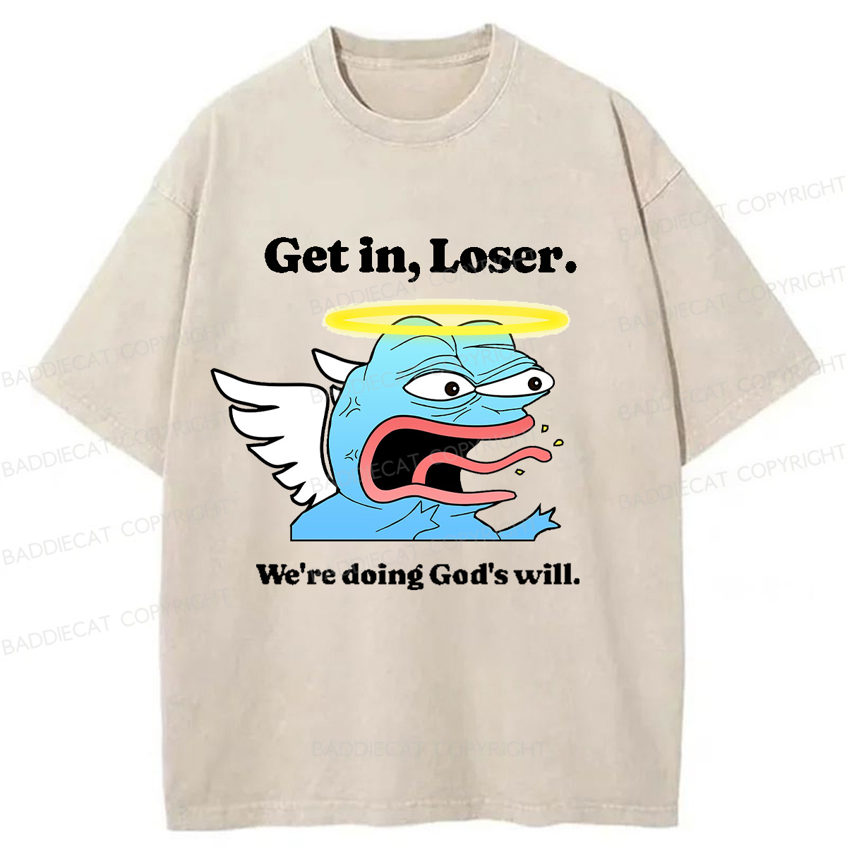 Baddiecat Get In Loser We're Doing God's Will Washed T-shirt