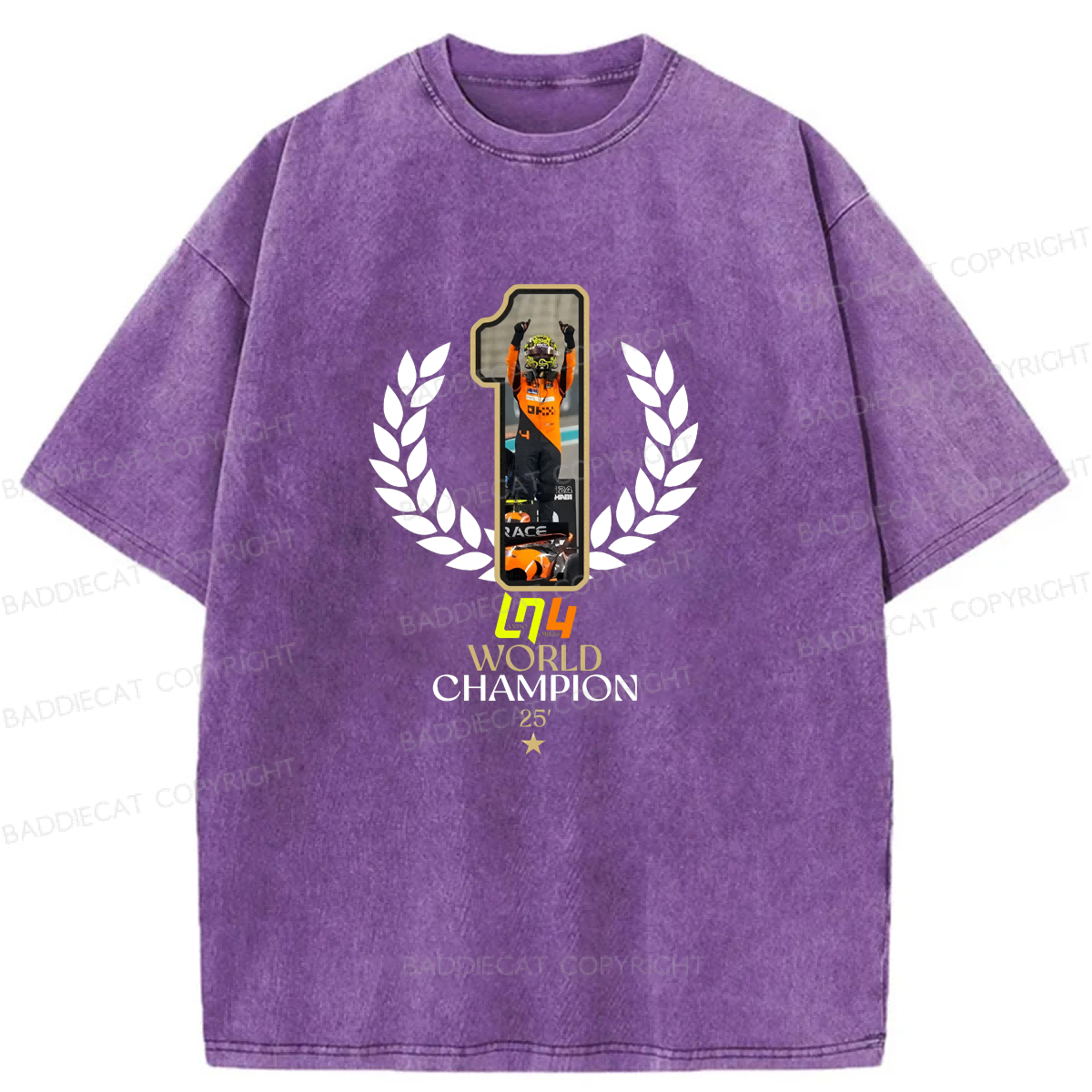 Baddiecat 2025 F1 World Champion Washed T-shirt