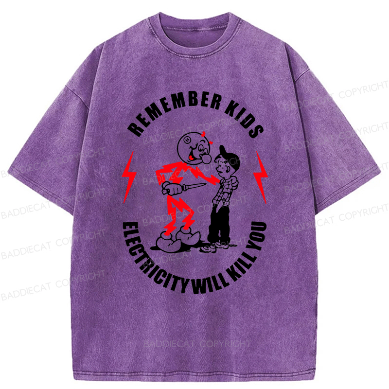 Baddiecat Remember Kids Washed T-shirt