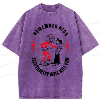 Baddiecat Remember Kids Washed T-shirt