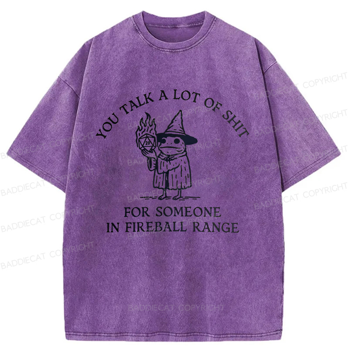Baddiecat Frog Wizard You Talk A Lot Of Shit Washed T-shirt