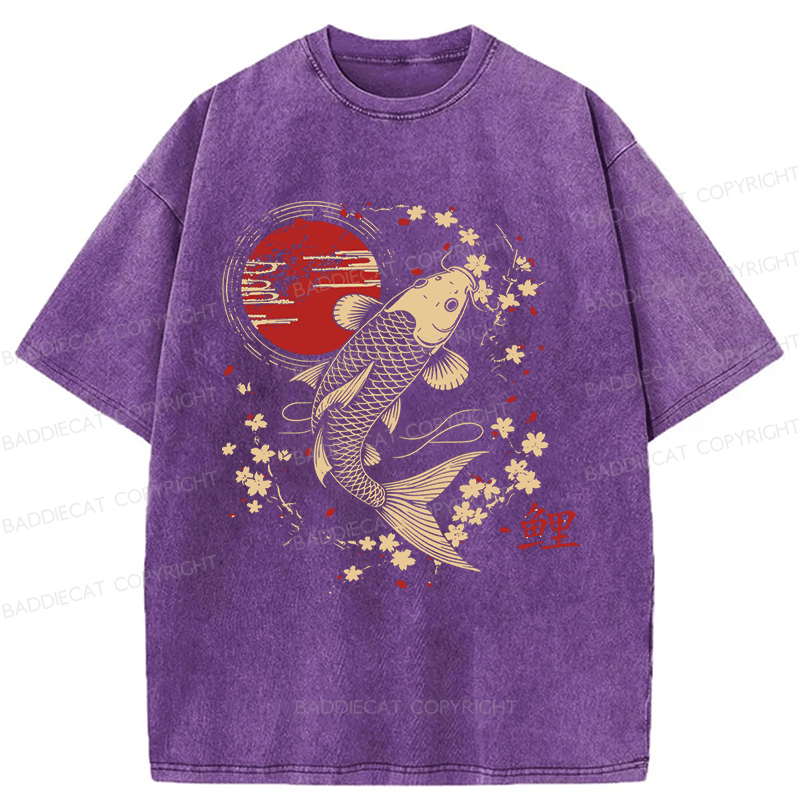 Baddiecat Japanese Style Carp Washed T-shirt
