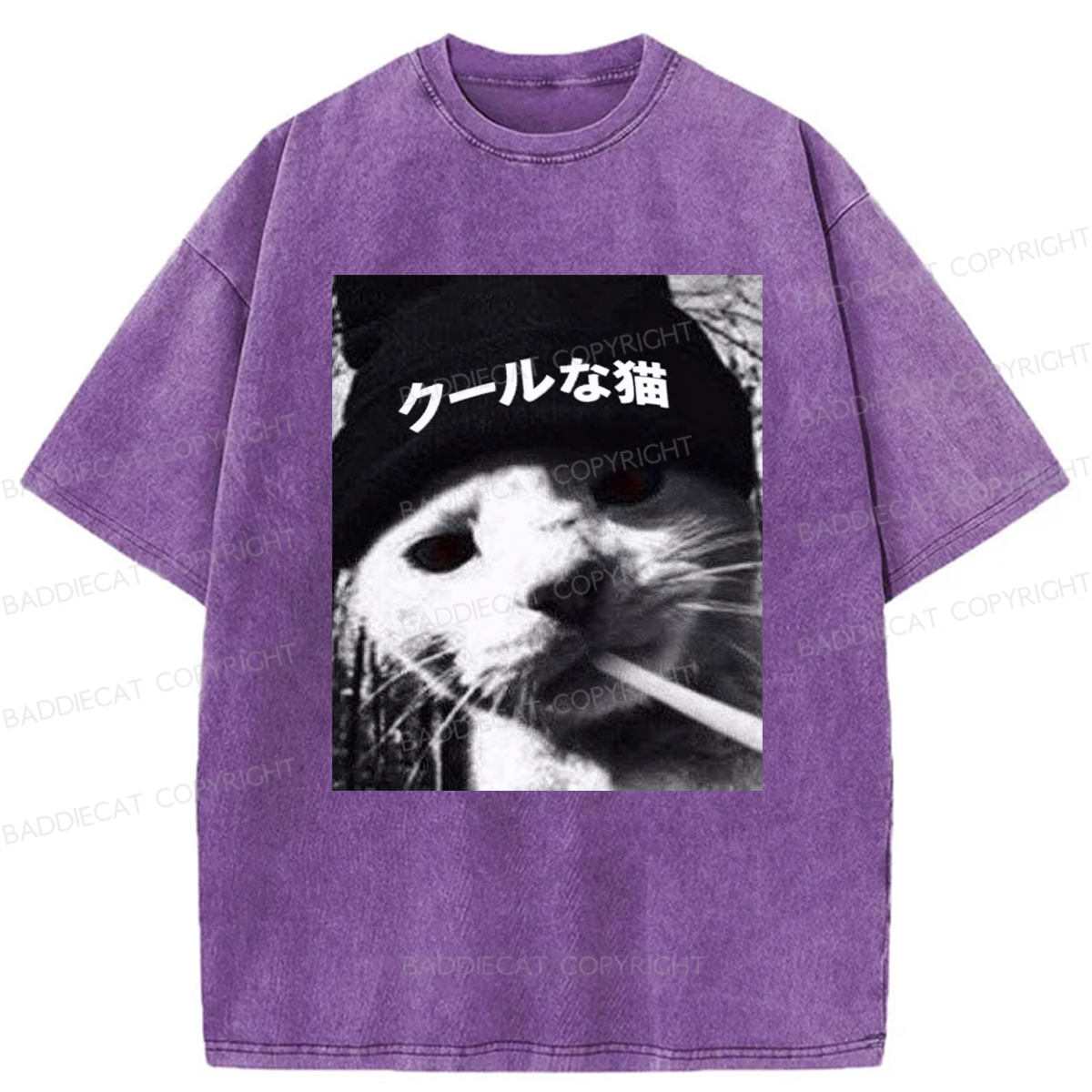 Baddiecat Japanese Chill Cat Washed T-shirt
