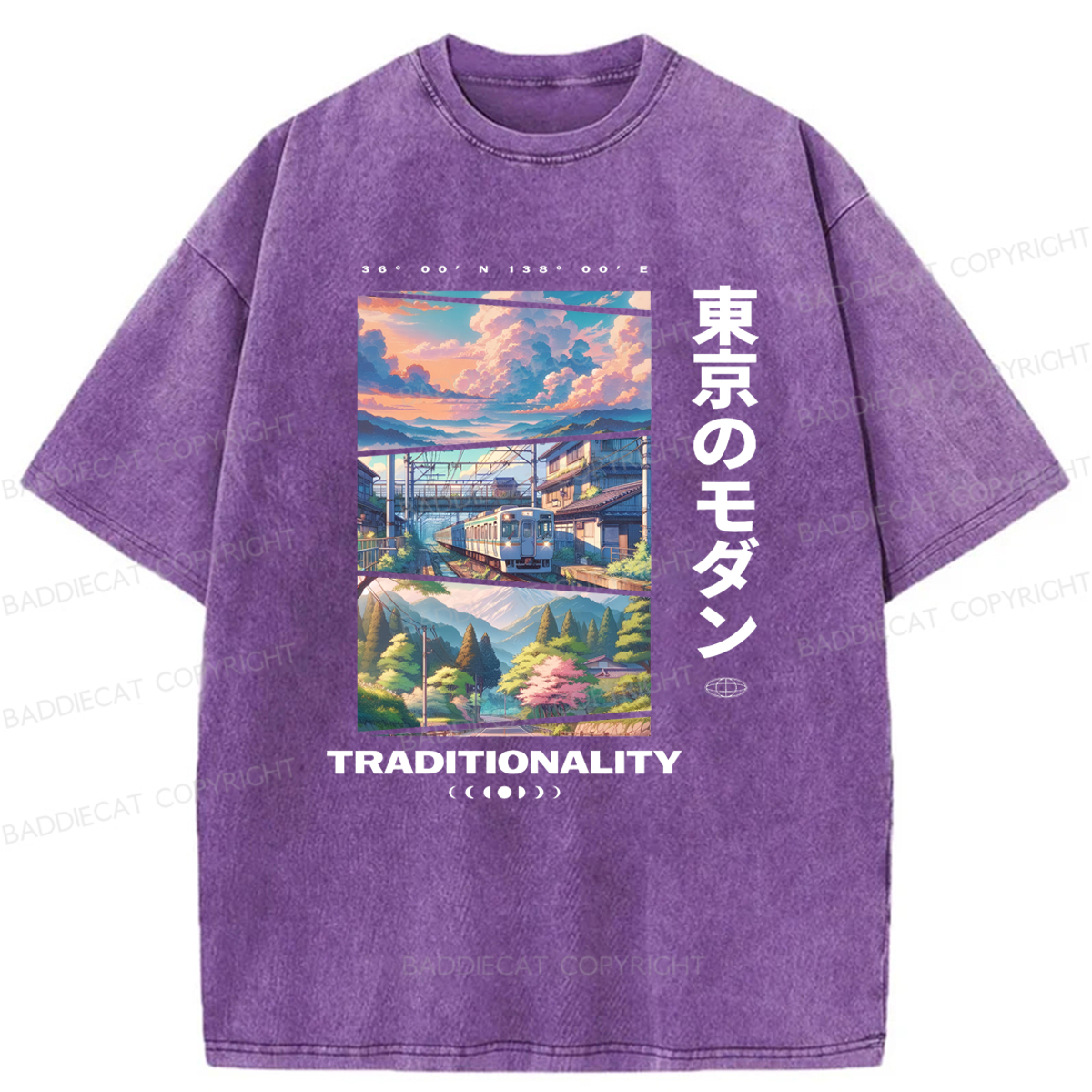 Baddiecat Tokyo Modern In The Traditionality Washed T-shirt