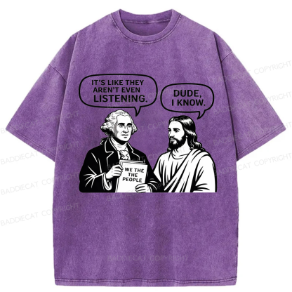 Baddiecat Funny Jesus Talking Washed T-shirt