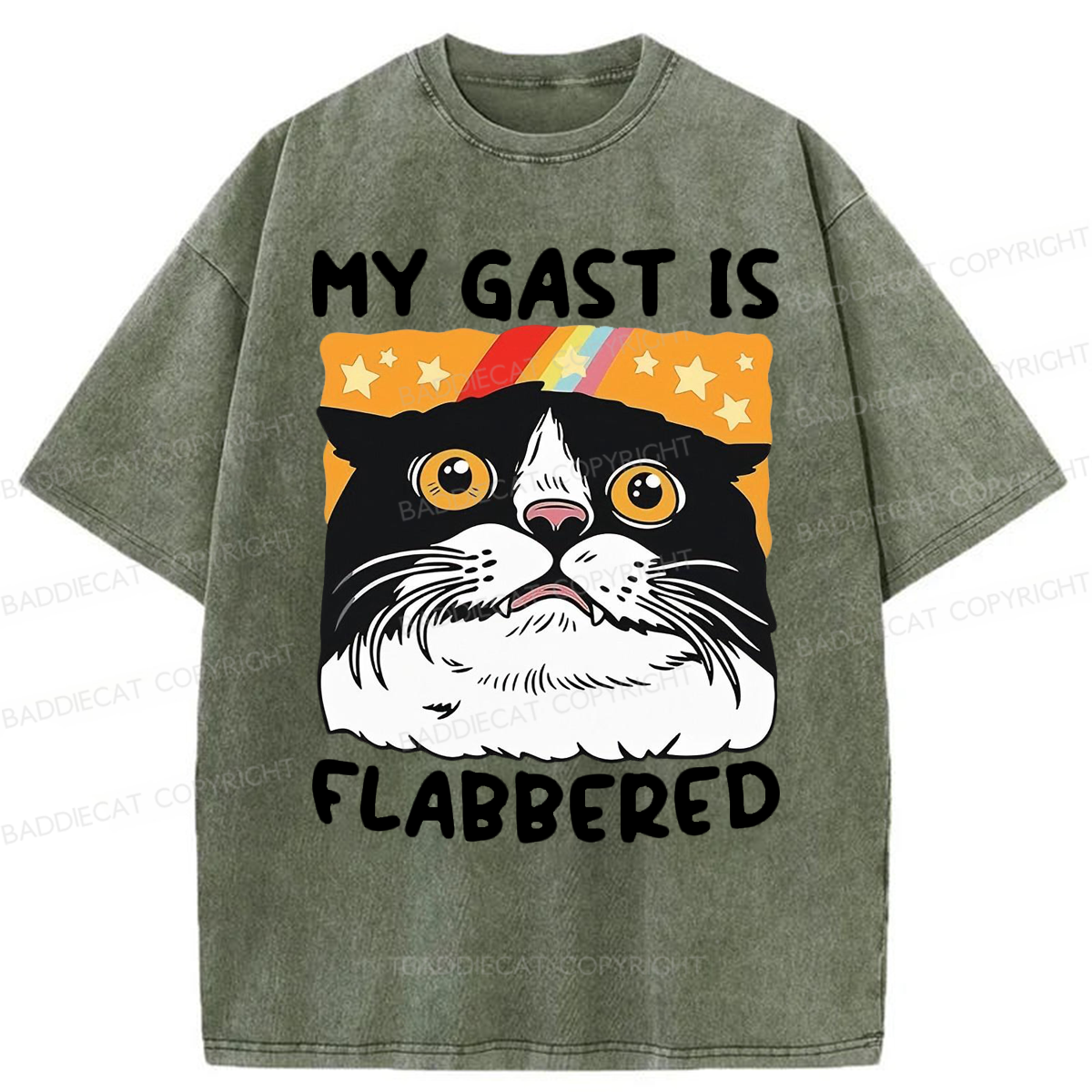 Baddiecat My Gast Is Flabbered Washed T-shirt