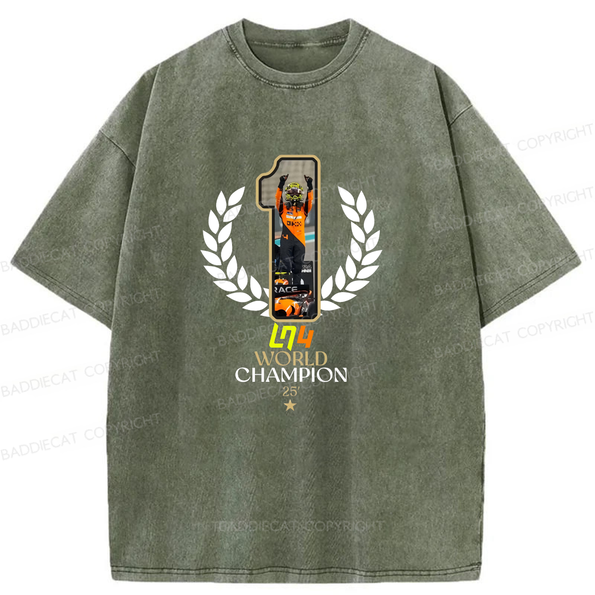 Baddiecat 2025 F1 World Champion Washed T-shirt