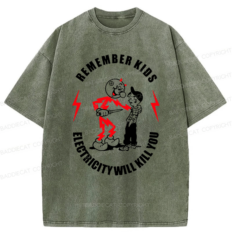 Baddiecat Remember Kids Washed T-shirt