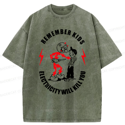 Baddiecat Remember Kids Washed T-shirt