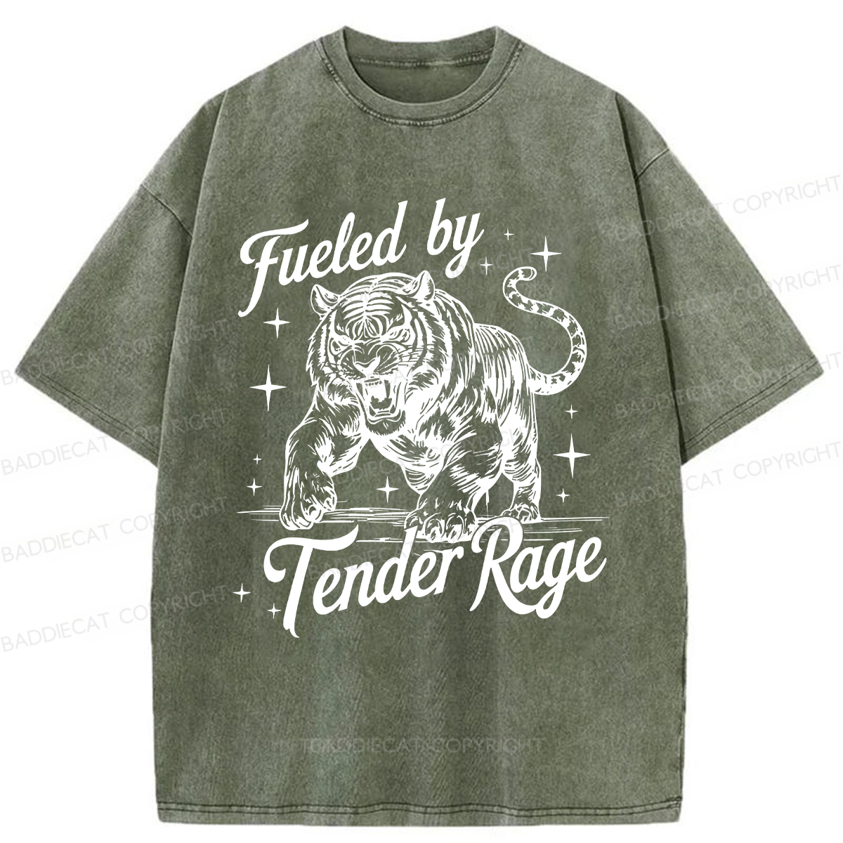 Baddiecat Tiger Fueled By Tender Rage Washed T-shirt