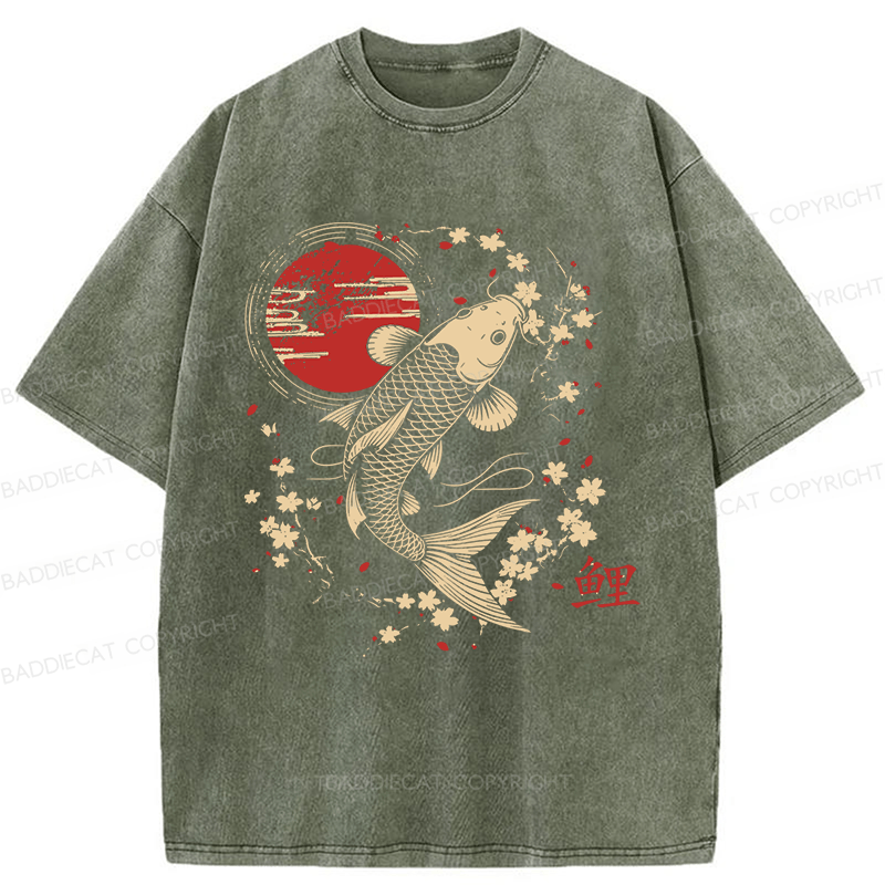 Baddiecat Japanese Style Carp Washed T-shirt
