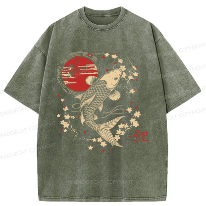 Baddiecat Japanese Style Carp Washed T-shirt