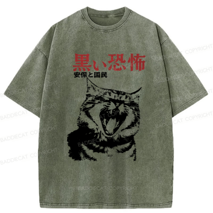 Baddiecat The Horrors Cat Washed T-shirt